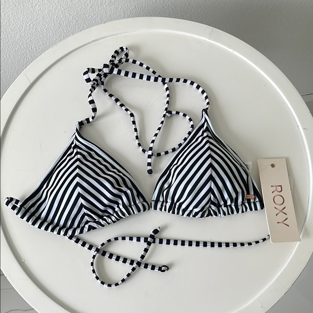Roxy Monochrome Striped Bikini Top
